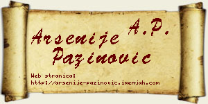 Arsenije Pažinović vizit kartica
